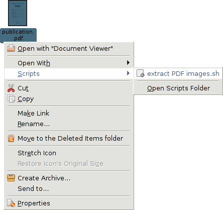 Image of the context menu with the possibility to execute the new script.
